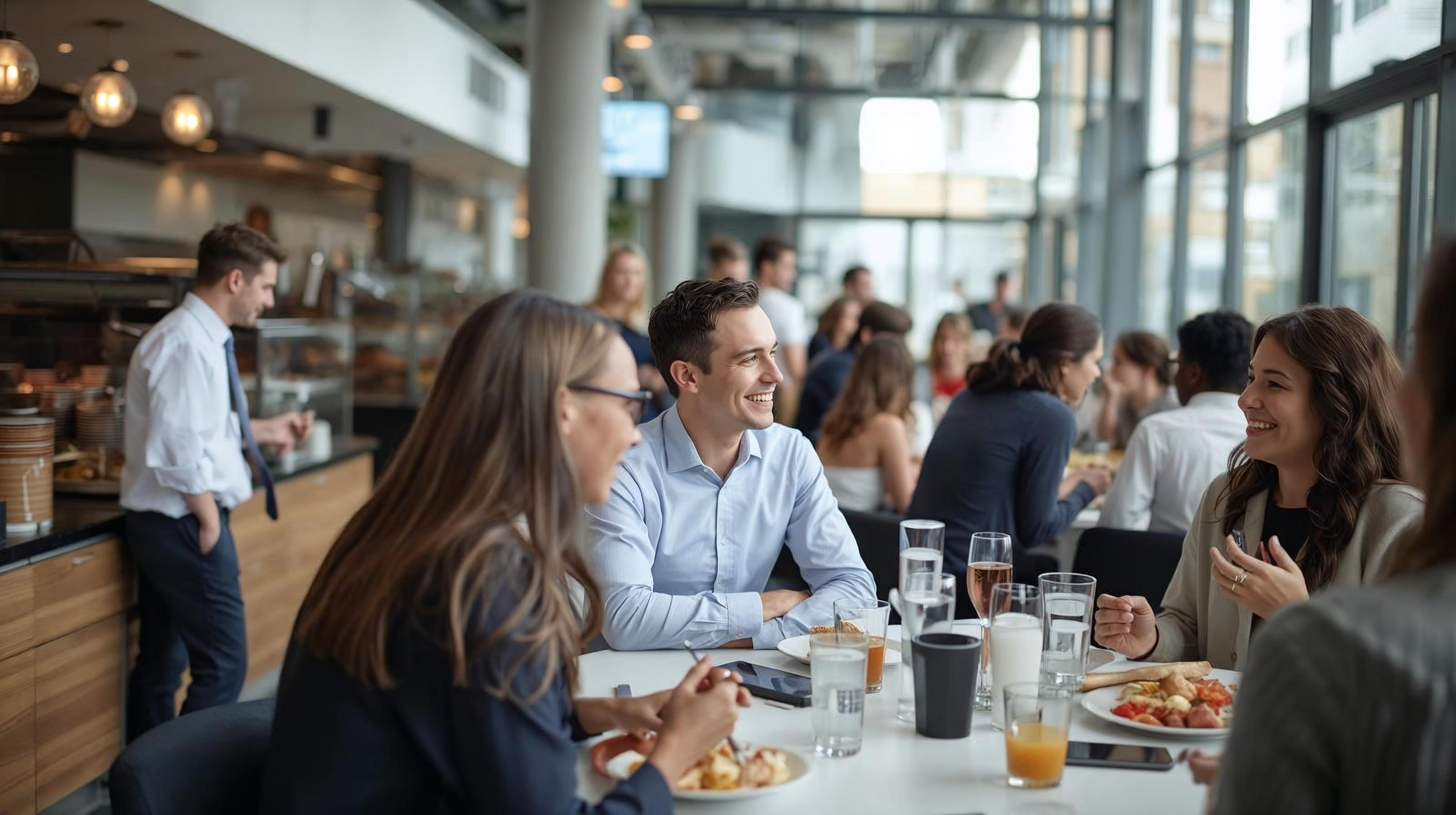 Colaboradores no refeitório corporativo Gran Vitória