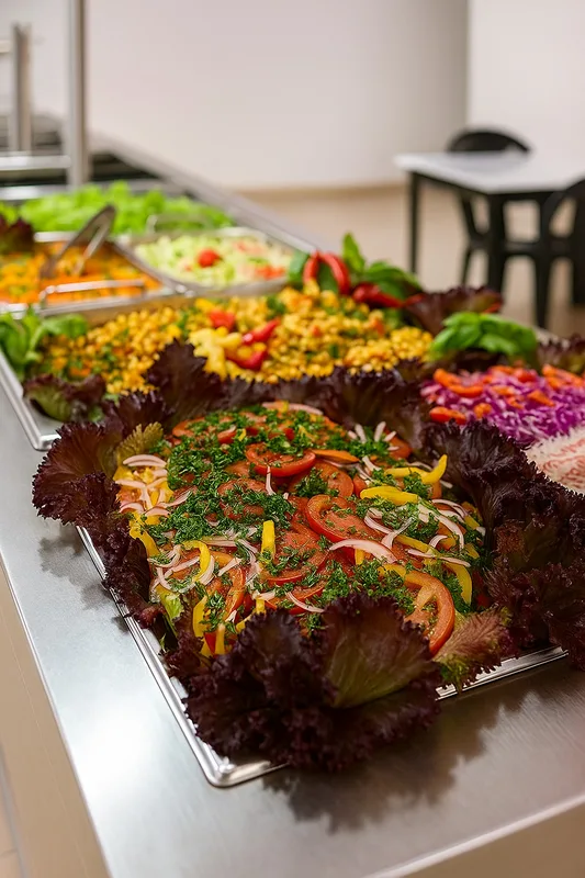 Buffet de saladas frescas na operação Gran Vitória